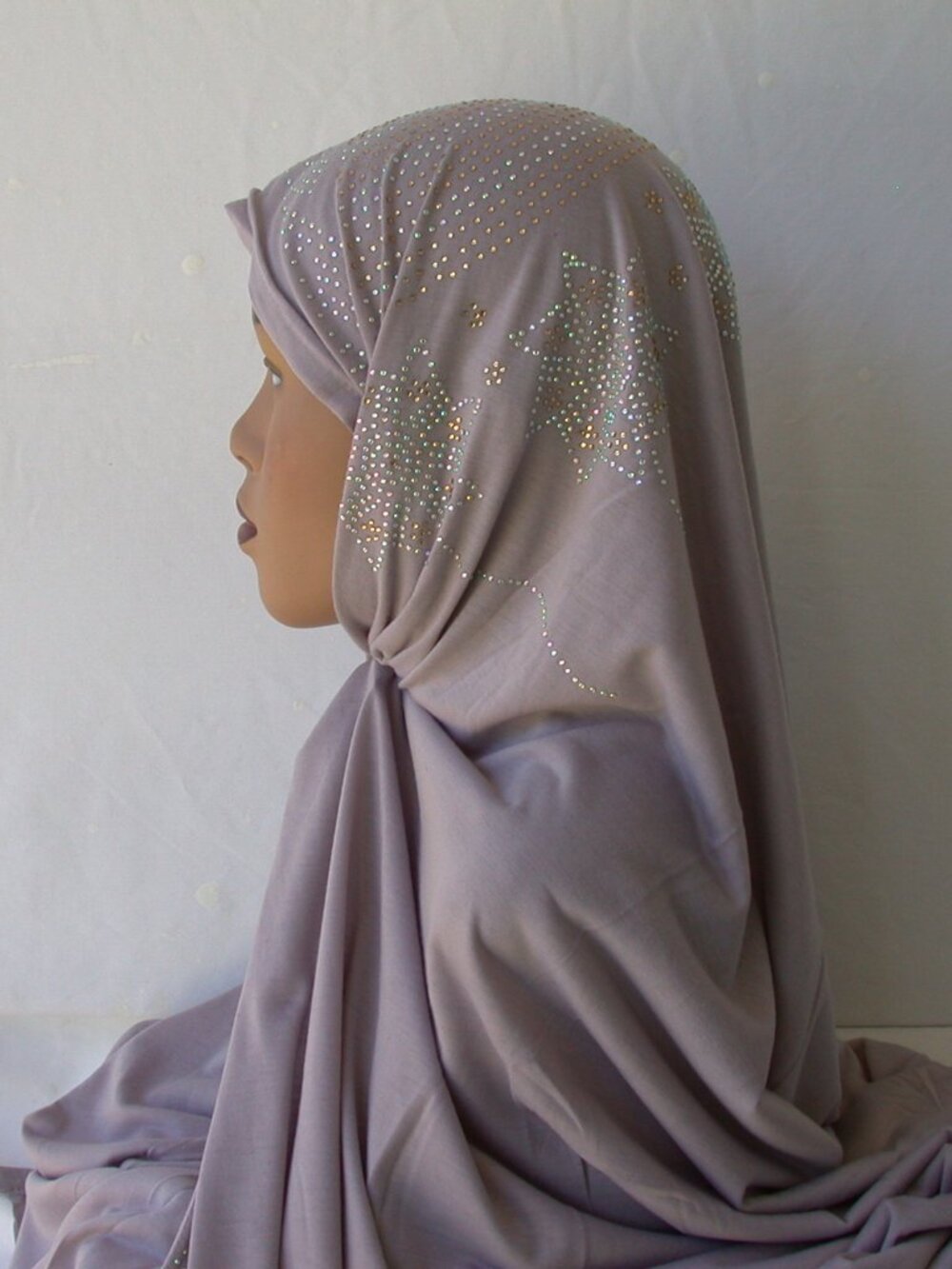 Women's Seattle Grey Rhinestone Fashion Jersey Scarf 28 x 70 Headwrap  Hijab